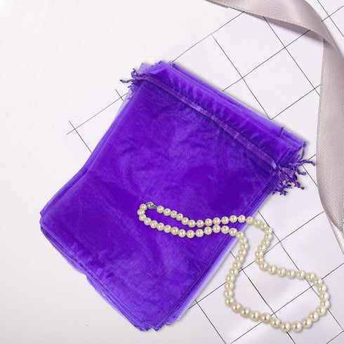 100PCS 6x9 Inches Organza Drawstring Pouches Jewelry Party Wedding Favor Gift Bags (6x9, Purple)...