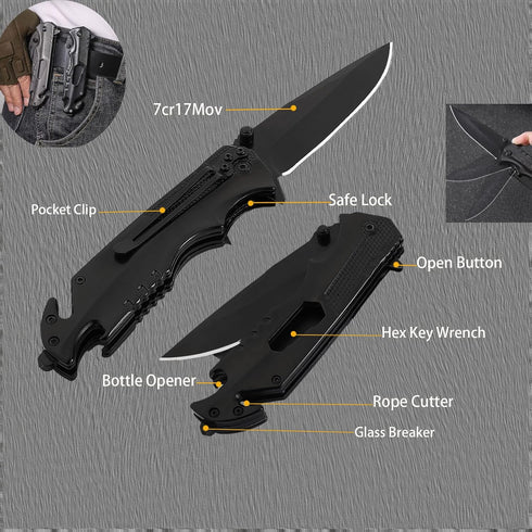 ANXYPGX Pocket Knife for Men,Folding Knife with Stainless Steel 7Cr13Mov 4'' Blade?Knife with Clip for Camping,Hunting,Survival and Outdoor Activi...