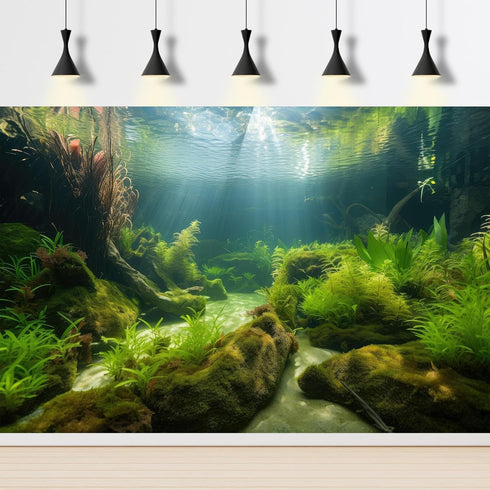 Aquarium Background Freshwater Ecosystem Aquarium Backdrop Algae Aquatic Plants Moss Aquatic Grass with Sunlight Terrarium Background Amazing Clea...