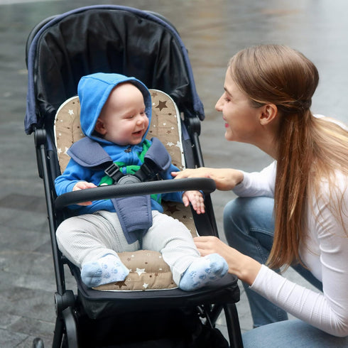 Baby Stroller Cushion,Infant Car Seat Insert-Reversible Universal Breathable and Soft Newborn Stroller Mat, 100% Cotton Cover Toddler Seat Pad Lin...
