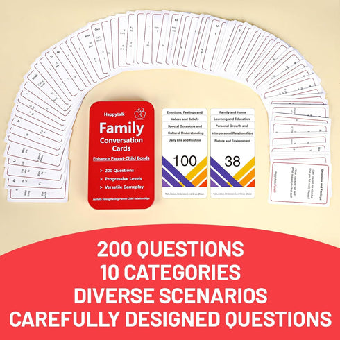 Conversation Cards for Kids - 200 Engaging Questions in Family Conversation Cards to Strengthen Parent-Child Relationships, Perfect Conversation S...