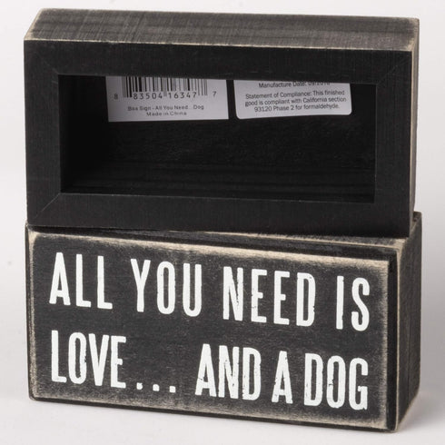 Primitives by Kathy Rustic Wooden Decor Sign - 'All you need is love...and dog' - Office/Farmhouse Decor, Dog Lovers Gift, 5"...