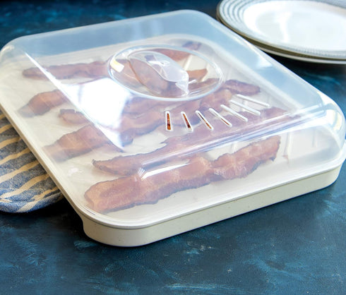 Nordic Ware - 60173 Nordic Ware Slanted Bacon and MeatTray, with Lid, White...
