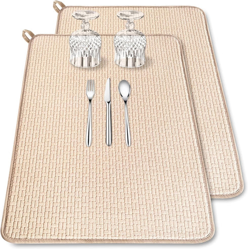 2 Pack XXL Large Microfiber Dish Drying Mat,24*17 inch Absorbent Dish Drainer Kitchen Counter,Dish Drying Pad for Countertops,Sinks,Draining Racks...
