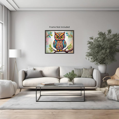 Posterizer 1 pcs- psychedelic funky hippie colorful owl print 6-Fantasy & Fiction Art-Retro Art- Living Room Bedroom Decor- unframed wall art...