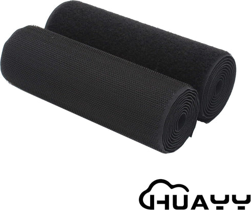 HUAYY Sew on Hook and Loop Style?Non-Adhesive Nylon Strips Fabric?Black (6in x 1yd)...