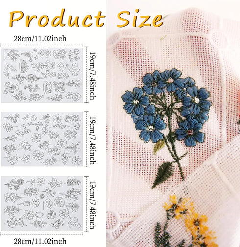 74 Pcs Water Soluble Stabilizer Water Soluble Embroidery Patterns Hand Sewing Stabilizers Adhesive Embroidery Transfer Paper Stick and Stitch Embr...