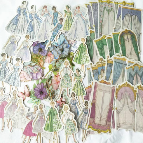 128PCS Vintage Scrapbook Supplies Scrapbooking Paper and Butterflies Flowers Stickers for Art Aesthetic Journaling Kit Junk Journal Planner...