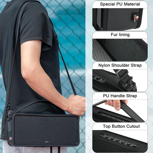 TXEsign Travel Carrying Cover Mesh Case for DOSS SoundBox XL Bluetooth Speaker Protective Sleeve Speaker Cover Carrying Case with Handle Strap and...