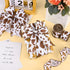 4Roll Brown Cow Wired Edge Ribbon Brown White Cow Patterned Burlap Ribbon Animal Print Fabric Ribbon for Gift Wrapping Wreath Making Craft Supplie...