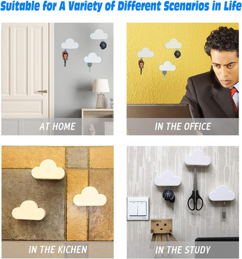 Meyerascal White Cloud Magnetic Key Holder for Wall, Strong Magnetic to Securely Hang Multiple Keys and Keychain, Novelty Cute Home Decorations, E...