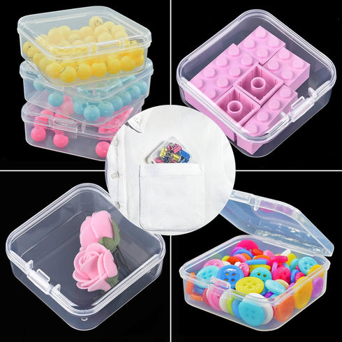 Bead Organizer, 30Pcs Small Clear Plastic Bead Storage Containers with Label, 1 Large Craft Storage Case with Hinged Lid, Storage Box for Jewelry ...
