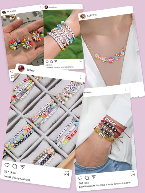 Alphabet Beads for Bracelets - 1270Pcs Square Acrylic Letter Beads A-Z with Extra Vowels & Number Beads and Spacer Beads - Ideal for Bracelets, Ne...