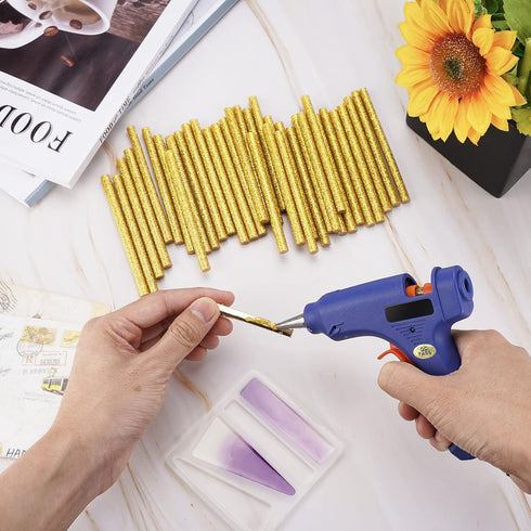 ENPOINT Glitter Hot Melt Glue Sticks, 72pcs 3.93 x 0.27 in Gold Glue Sticks, Adhesive Mini Hot Glue Sticks EVA for Home Repair DIY Art Projects Bo...