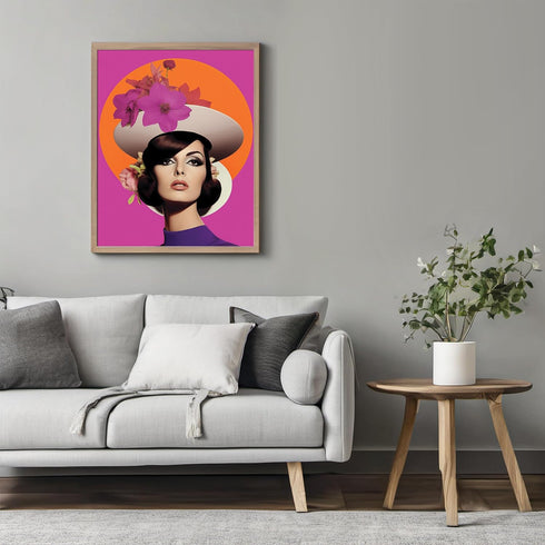 Posterizer 1 pcs-vintage woman purple and orange collage-Retro Art-Abstract & Modern Art-Gift for Art Lovers- UNFRAMED Wall Art...