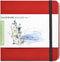 Travelogue Square Drawing Book, 5.5" x 5.5" Artist Journal - 128 Sheets Buff Paper, Vermilion Red Cover...