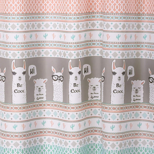 Lush Decor Llama Stripe Shower Curtain, 72" x 72", Pink and Turquoise...