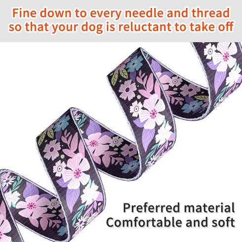 Cute Floral Dog Collar for Small Medium Large Dogs,Girl Female Dog Collars Soft Patterns Adjustable Pet Collar with Quick Release Safety Buckle fo...