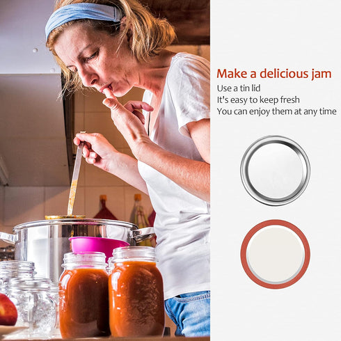 Aliggbent Canning Lids 130PCS, Mason Jar Lids Wide Mouth 86MM Canning Lids Anti-Rust and Leak Proof Airtight Split-Type Lids Silver Canning Flats ...