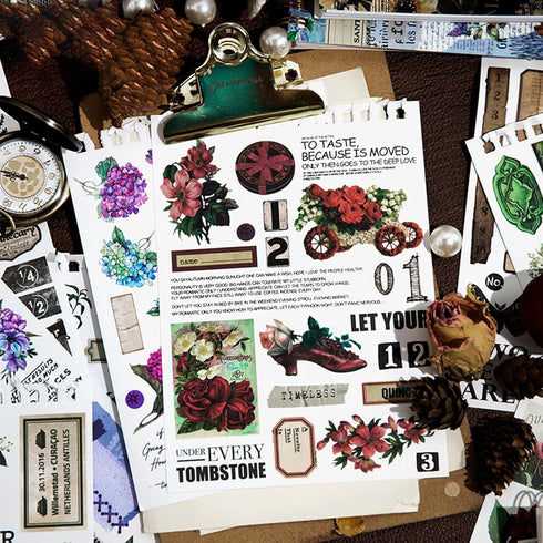 Scrapbook Vintage Stickers, Washi Stickers 500 Pcs Mini Scrapbook Supplies, Junk Journaling Stickers Material Book kit, Aesthetic Decoupage Sticke...