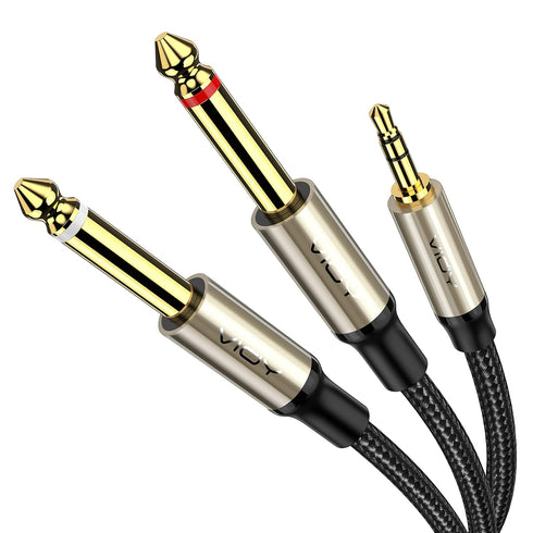 3.5mm 1/8" TRS to Dual 6.35mm 1/4" TS Mono Audio Y Splitter Cable, VIOY Stereo Aux Cord for iPhone, iPod, Computer Sound Cards, CD Players, Home S...