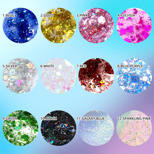 DAGEDA Body Glitter Gel, Holographic Face Glitters Body Gel Shimmer Liquid Eyeshadow, Color Changing Glitter for Face Hair Nails, Glitter Under Li...