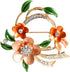 Navachi 18k Gold Plated Multicolor Enamel Flower Ornaments Green Leaves Crystal Brooch Pin...