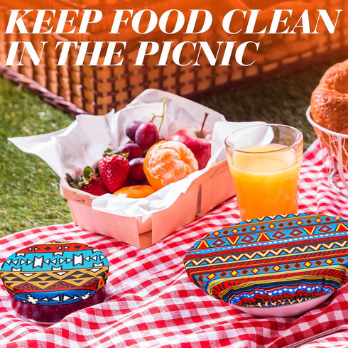 Patelai 10 Pieces Bowl Covers Reusable in 5 Size Stretch Cloth Fabric Bowl Covers Elastic Food Storage Covers Cotton Bread Bowl Covers Reusable Li...