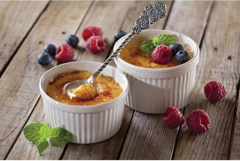 HIC Kitchen Souffle Ramekin Set, Fine Porcelain, 4-Ounce, Set of 4...