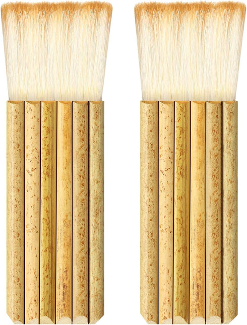 2 Pieces Hake Blender Brush Bamboo Brush for Ceramics Paint Brush Applicator Artist Drawing Brush Craft Painting Brushes for Watercolor, Wash, Cer...