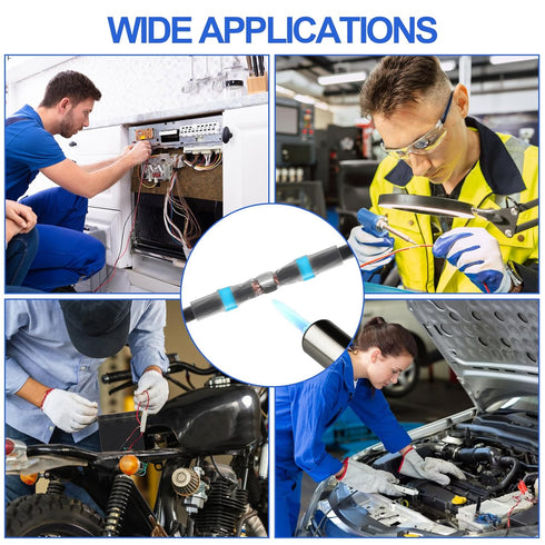 Solder Seal Wire Connectors, Self Soldering Heat Shrink Butt Connector Solder Sleeve Waterproof Insulated Electrical Butt Splice Wire Terminals fo...