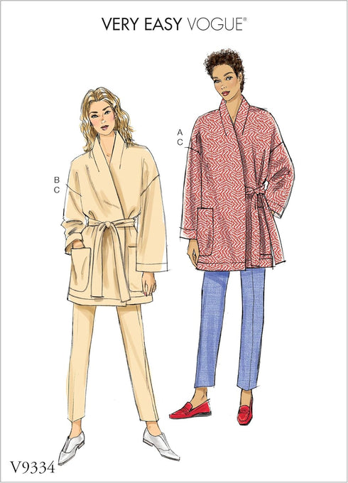 Vogue V9334ZZ Very Easy Women's Wrap Jacket, Belt, and Tapered Pants Sewing Patterns, Sizes 16-26...