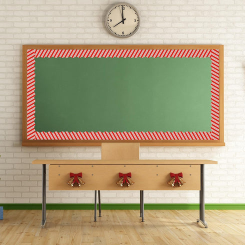Whaline 98.4ft Christmas Bulletin Board Borders 3 Sizes Red White Striped Die-Cut Rolled Border Trim for Xmas Winter School Classroom Office Chalk...