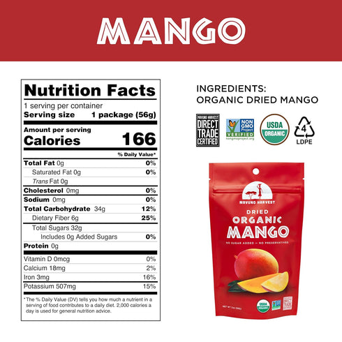 Mavuno Harvest Mango Dried Fruit Snacks | Unsweetened Organic Dried Mango Slices | Gluten Free Healthy Snacks for Kids and Adults | Vegan, Non GMO...