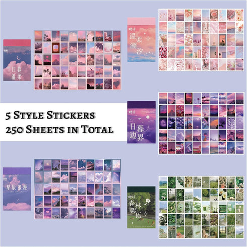 450 Pieces Washi Sticker Set, 9 Set Scrapbooking Diary Planner Album Diary Notebook, Scrapbooking Sticker Journaling Supplies for DIY Arts and Cra...