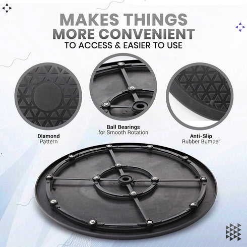 10 Inch Lazy Susan Turntable Organizer, Non Skid Large Lazy Susan Turntable for Cabinet, Computer or Laptop, Plastic Turn Table, Black, 1 PC - by ...