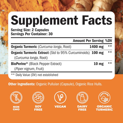 Organic Turmeric Curcumin & Black Pepper. High Absorption Joint Support Supplement with Bioperine. 95% Curcuminoids. Antioxidant Turmeric Suppleme...