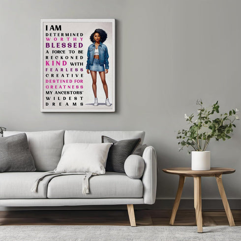 Posterizer 1 pcs-Ethnic African American Women-Positive Quote-Afro-American Art Collection-Inspirational Women's Art-decor for Girls, Teens Bedroo...