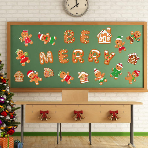 Christmas Cutouts Xmas Gingerbread Classroom Bulletin Board Decorations Merry Christmas Party Supplies for Toddler Kids Students Classroom Decors...