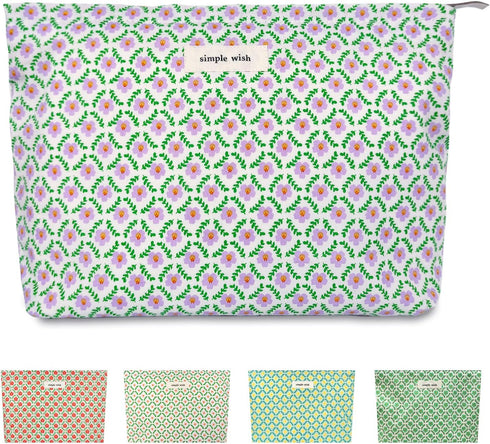 STARDW Flower Cosmetic Bags Makeup Bags for Women and Girls,Travel Makeup Bag Large Capacity Canvas Makeup Bag,Makeup Organizer Bag Zipper Pouch (...