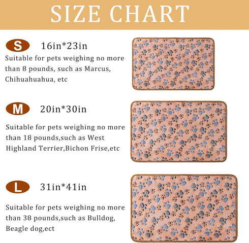 1 Pack 3 Blankets Super Soft Fluffy Premium Fleece Pet Blanket Flannel Paw Printed Throw for Dog Puppy Cat (Small 23x16'', Brown, Pink, White)...