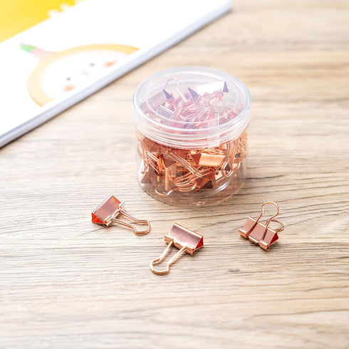 Binder Clips Small Binder Clips 40Pack, 0.75 in Small Paper Clips Medium Binder Clips Paper Clips Bulldog Clips Mini Clips Rose Gold Binder Clips ...