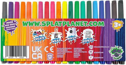 Splat Planet Bumper Pack Magic Fabric Pens 20 Non-toxic Washable Magic Pens - Color Your Own, Coloring And Wash Out T-Shirt. Colors On All Fabrics...