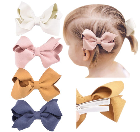 California Tot Set of 4 Faux Suede 3D Bow Clips for Toddlers, Girls (3D Set of 4)...