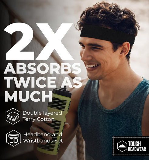 Running Headbands for Men and Women - Athletic Sweatband - Terry Cloth Bands for Basketball, Tennis, Football, Gym, Running, Cosplay & Costumes...
