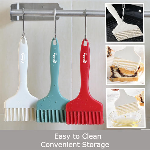 3PCS Extra Large Silicone Basting Pastry Brush, OHOLA Heat Resistant Oil Sauce Brush, Food Cooking Brush for BBQ, Grilling, Baking, BPA Free, Dish...