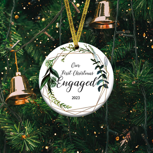 Engaged Ornament 2023 Christmas Decoration - Wedding Shower & Just Married Gift - Engraved...