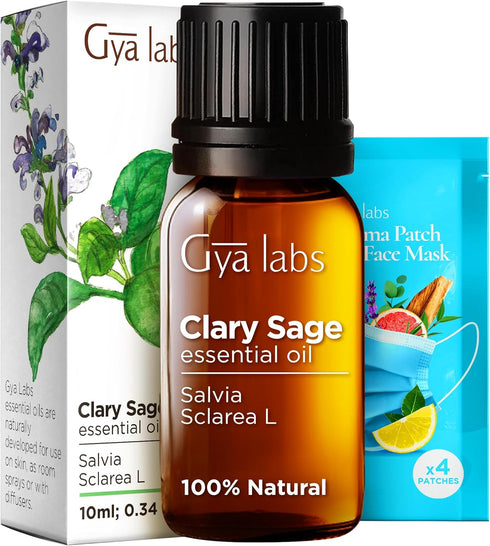 Gya Labs Clary Sage Essential Oil Provides a Soothing Aroma for Relaxation - Clary Sage Oil Essential Oil for Hair Nourishes and Strengthens - 0.3...