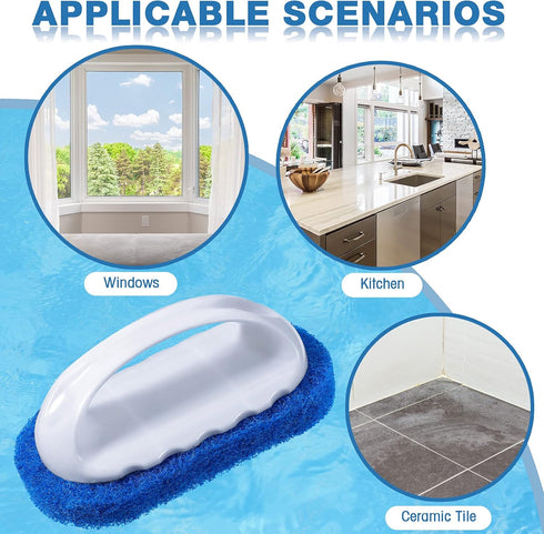 2 Pieces Corner and Step Pool Round Brush 180 Degree Rotation Handle Scrub Brush Sponge Brush Sponge Bathtub Pool Scrub Brush for Ground Swimming ...