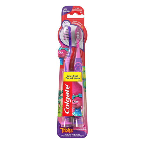 Colgate Kids Toothbrush, Trolls Value Pack, Extra Soft, 2 Count...